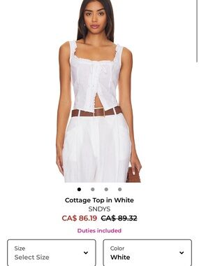 NEW without tags revolve SNDYS Top in White - Linen Blend